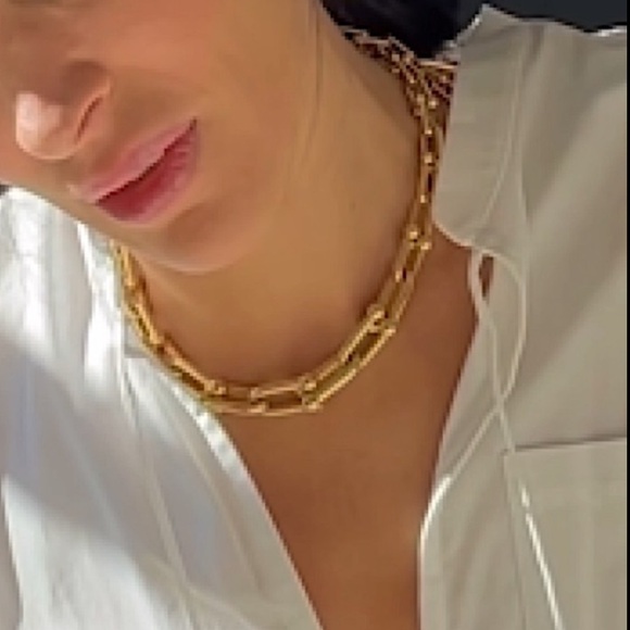 Gold Hardware Graduated Link U Necklace - Picture 10 of 12